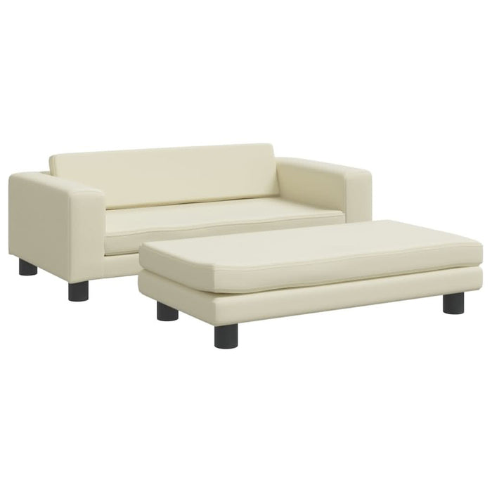 Canapea copii cu taburet crem 100x50x30cm piele ecologică - WALTI WALTI