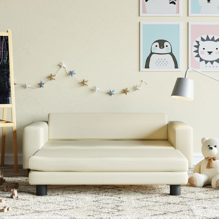 Canapea copii cu taburet crem 100x50x30cm piele ecologică - WALTI WALTI