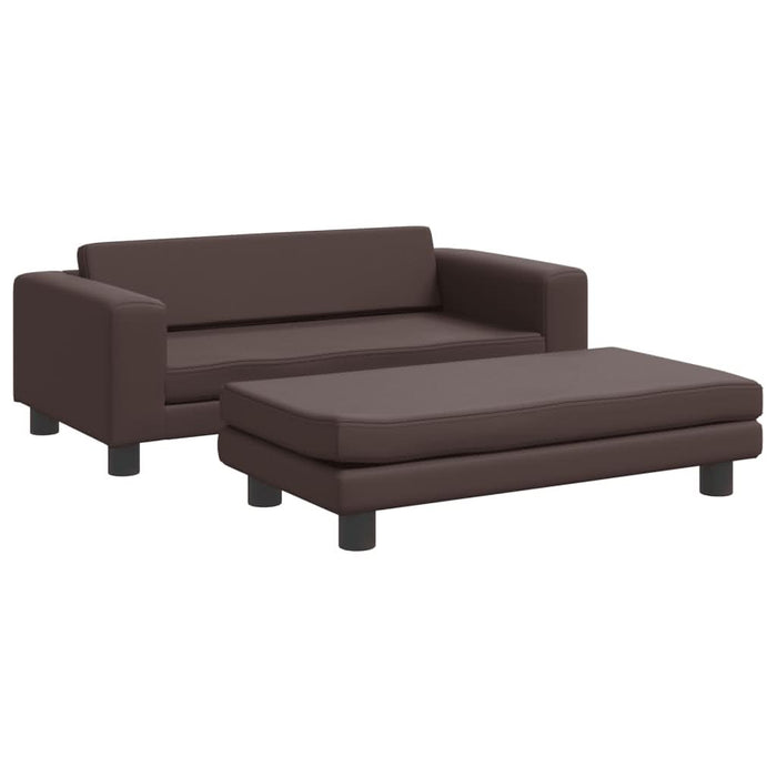 Canapea copii cu taburet maro 100x50x30cm piele ecologică - WALTI WALTI