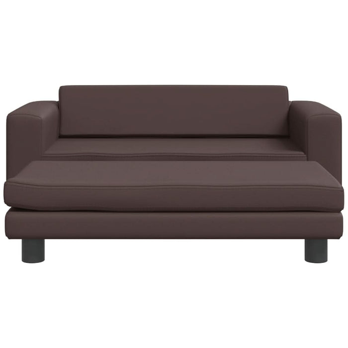 Canapea copii cu taburet maro 100x50x30cm piele ecologică - WALTI WALTI