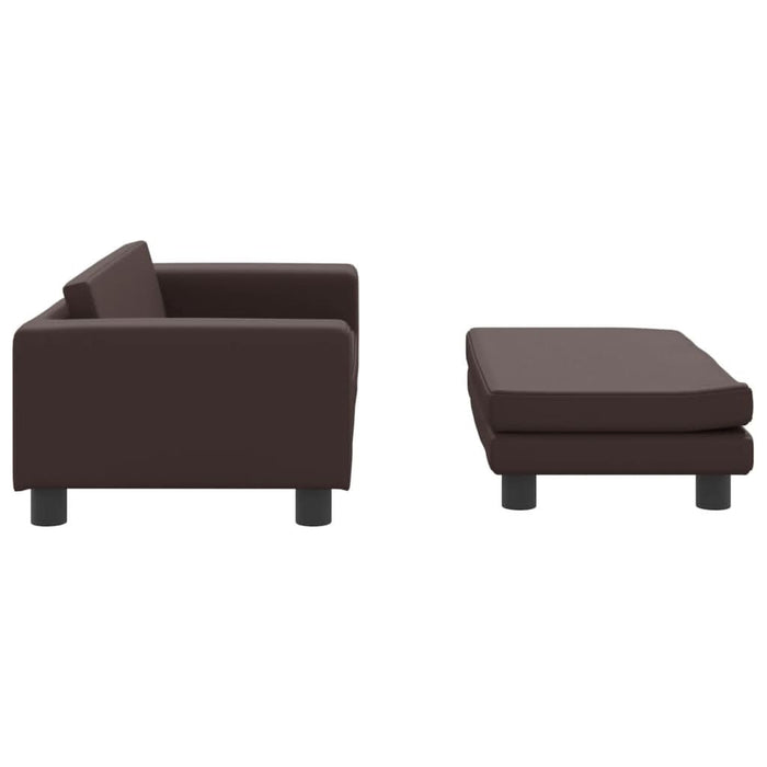 Canapea copii cu taburet maro 100x50x30cm piele ecologică - WALTI WALTI