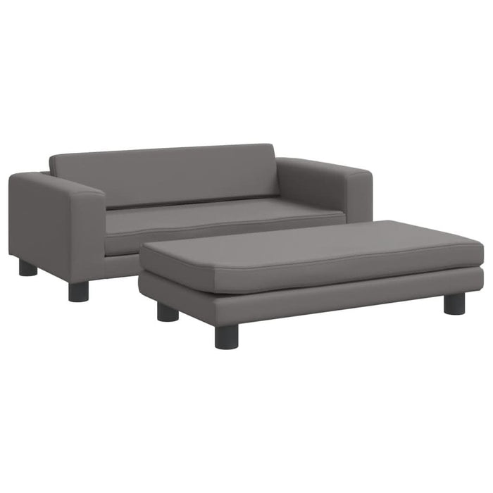 Canapea copii cu taburet gri 100x50x30cm piele ecologică - WALTI WALTI