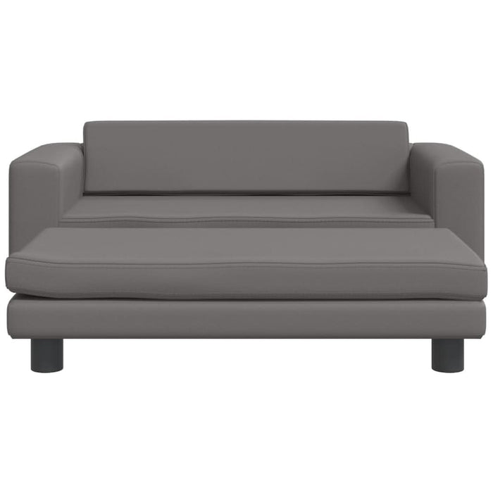 Canapea copii cu taburet gri 100x50x30cm piele ecologică - WALTI WALTI