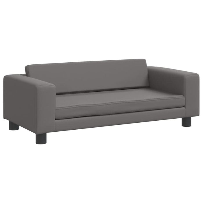 Canapea copii cu taburet gri 100x50x30cm piele ecologică - WALTI WALTI