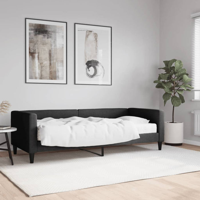 Pat de zi cu saltea, negru, 80x200 cm, textil - WALTI WALTI