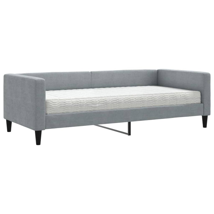 Pat de zi cu saltea, gri deschis, 90x200 cm, textil - WALTI WALTI