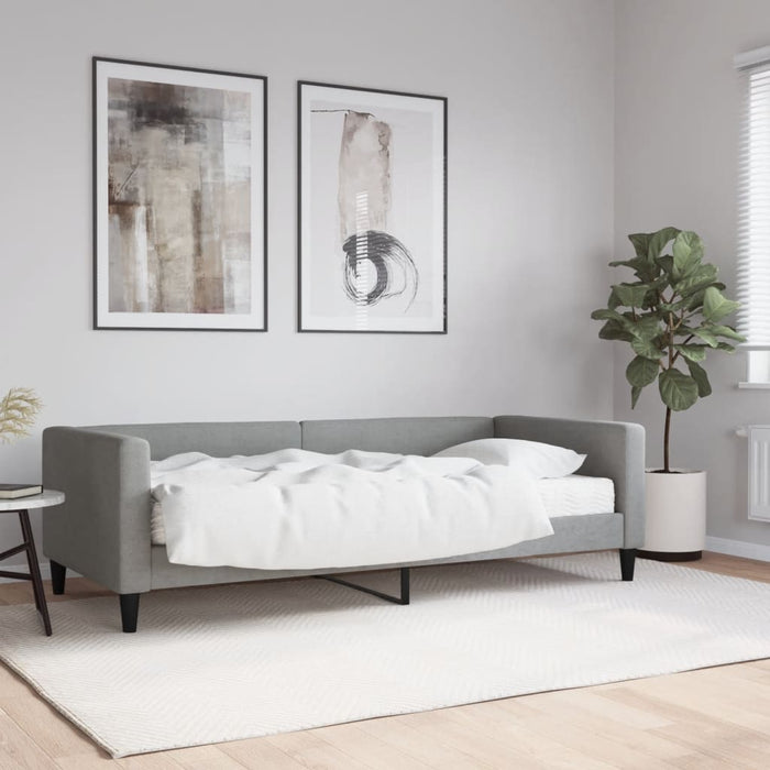 Pat de zi cu saltea, gri deschis, 90x200 cm, textil - WALTI WALTI