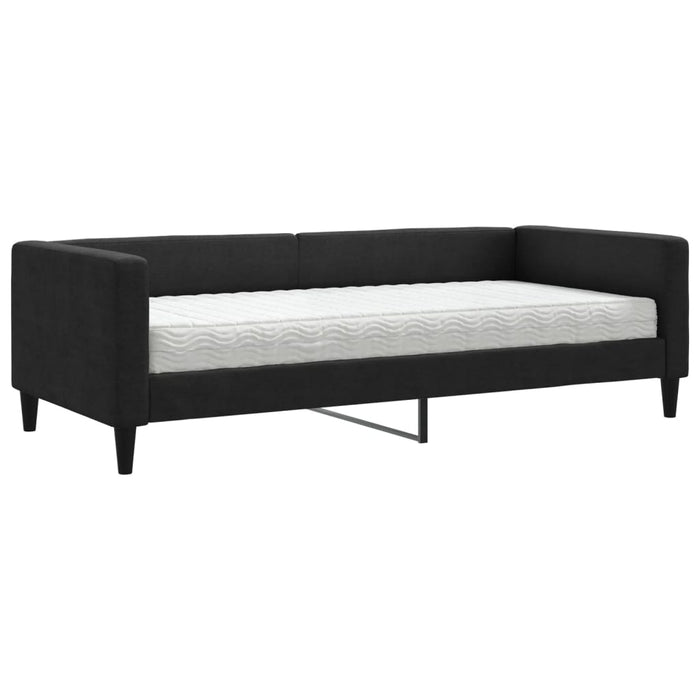 Pat de zi cu saltea, negru, 90x200 cm, textil - WALTI WALTI