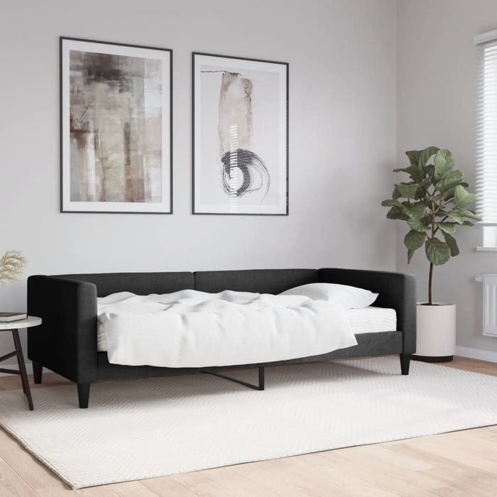 Pat de zi cu saltea, negru, 90x200 cm, textil - WALTI WALTI