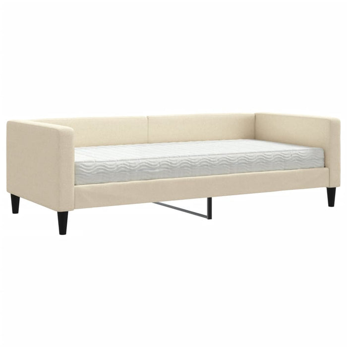 Pat de zi cu saltea, crem, 90x200 cm, textil - WALTI WALTI