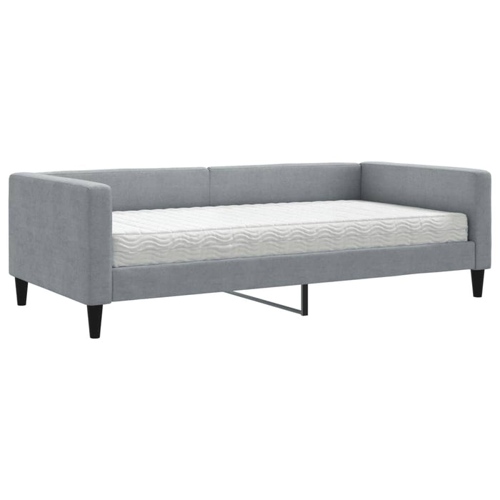 Pat de zi cu saltea, gri deschis, 100x200 cm, textil - WALTI WALTI