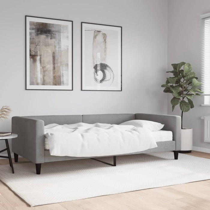 Pat de zi cu saltea, gri deschis, 100x200 cm, textil - WALTI WALTI