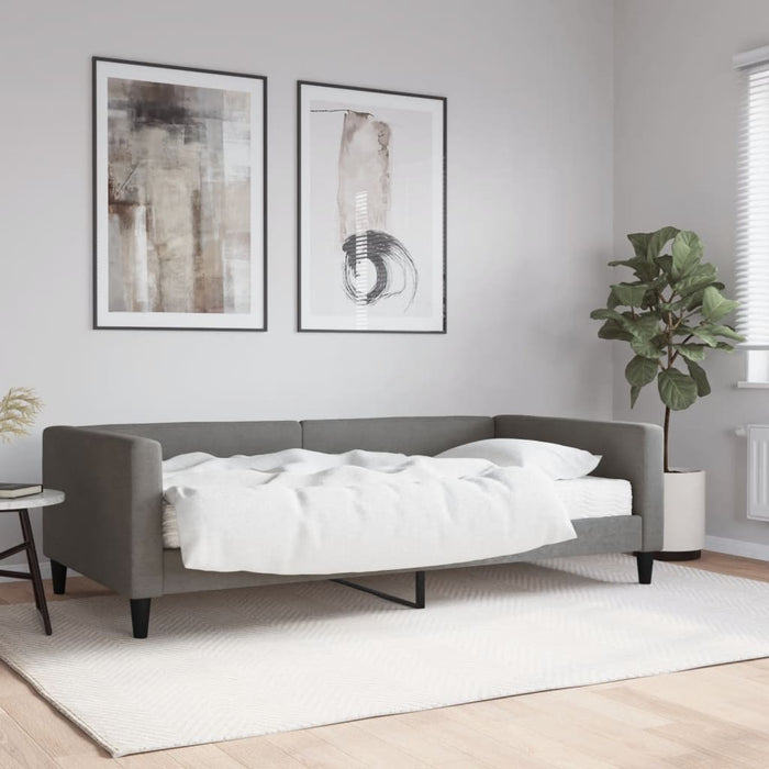 Pat de zi cu saltea, gri închis, 100x200 cm, textil - WALTI WALTI