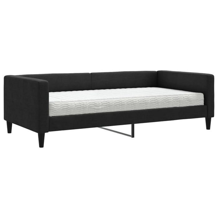 Pat de zi cu saltea, negru, 100x200 cm, textil - WALTI WALTI