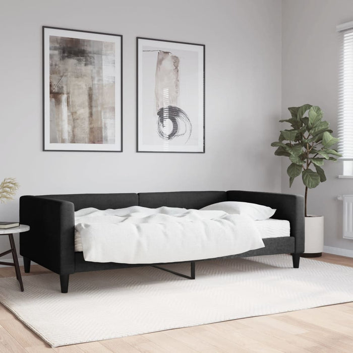 Pat de zi cu saltea, negru, 100x200 cm, textil - WALTI WALTI