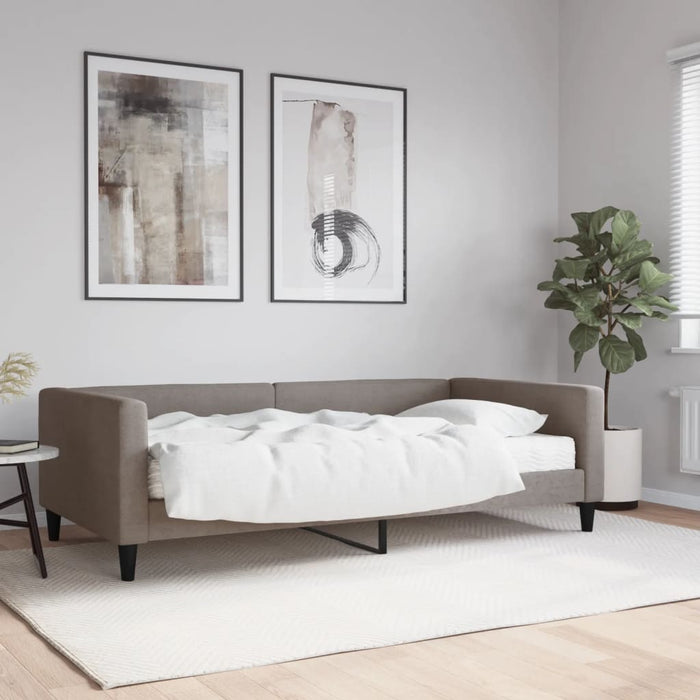 Pat de zi cu saltea, gri taupe, 100x200 cm, textil - WALTI WALTI