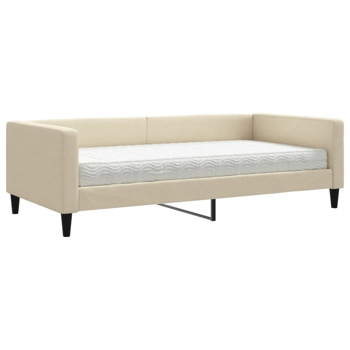 Pat de zi cu saltea, crem, 100x200 cm, textil - WALTI WALTI