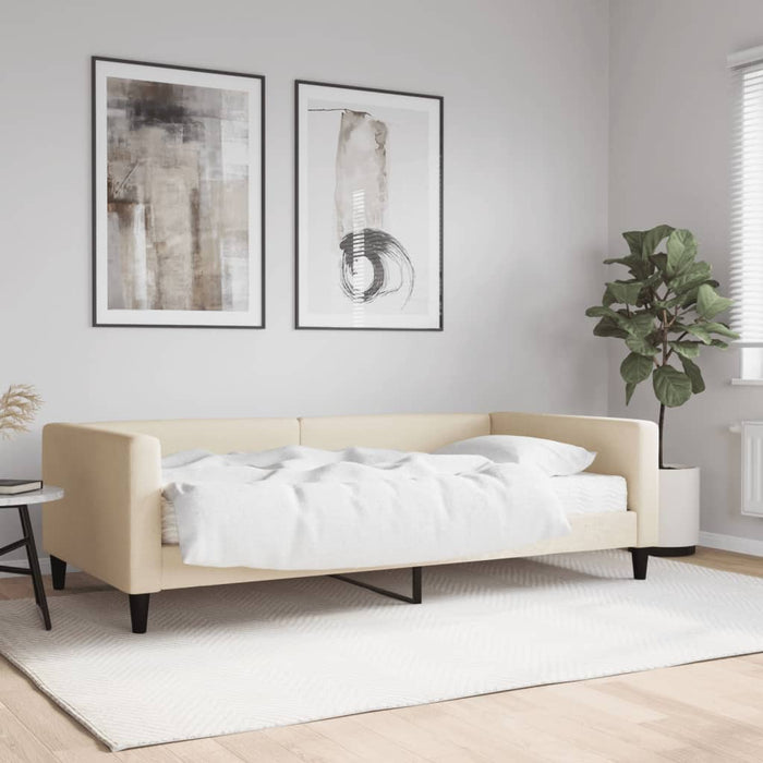 Pat de zi cu saltea, crem, 100x200 cm, textil - WALTI WALTI
