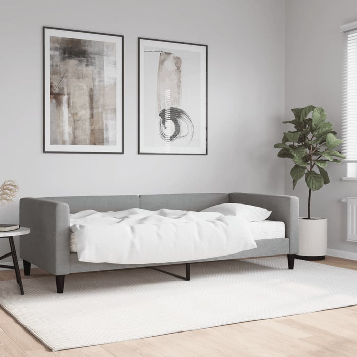 Pat de zi cu saltea, gri deschis, 90x190 cm, textil - WALTI WALTI