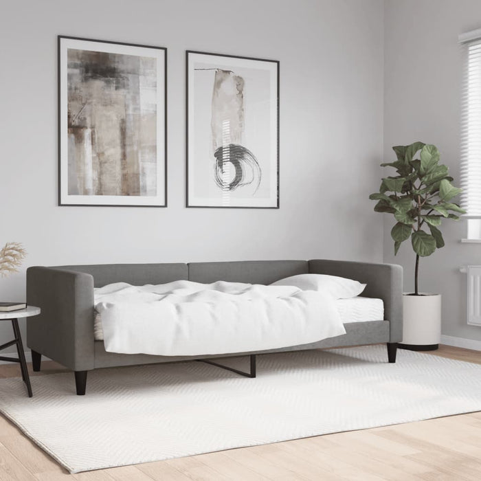 Pat de zi cu saltea, gri închis, 90x190 cm, textil - WALTI WALTI