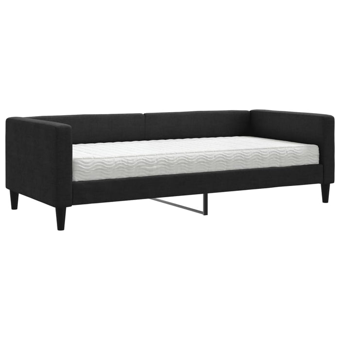 Pat de zi cu saltea, negru, 90x190 cm, textil - WALTI WALTI