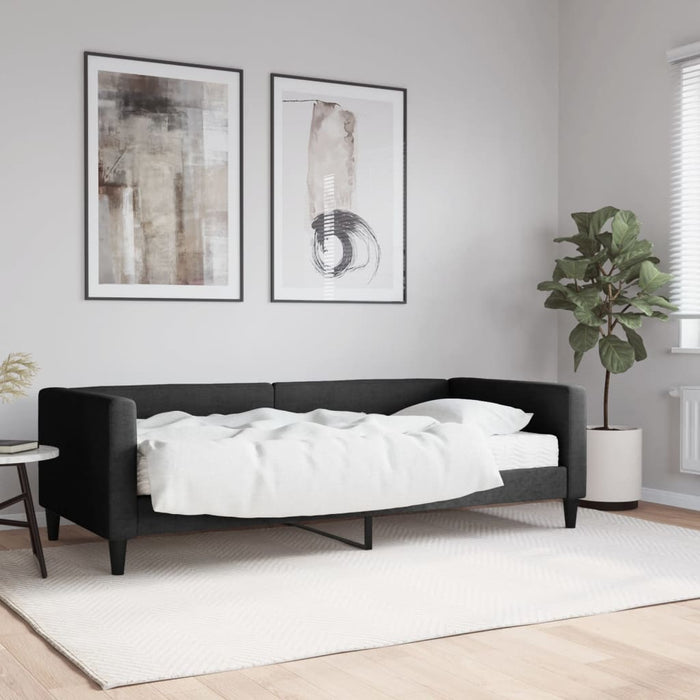 Pat de zi cu saltea, negru, 90x190 cm, textil - WALTI WALTI