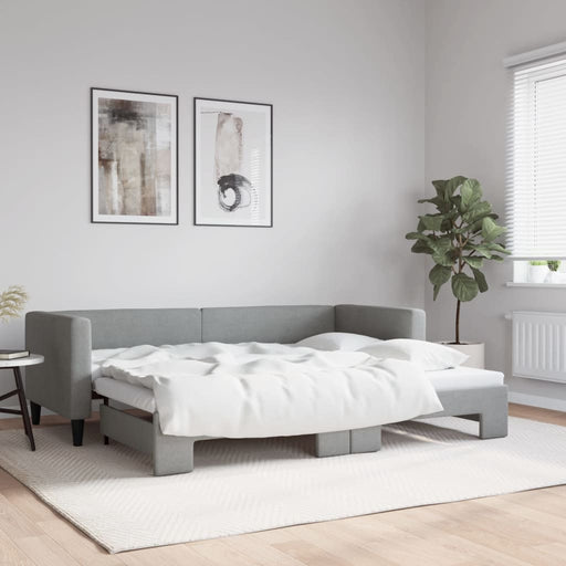 Pat de zi cu extensie, gri deschis, 80x200 cm, textil - WALTI WALTI
