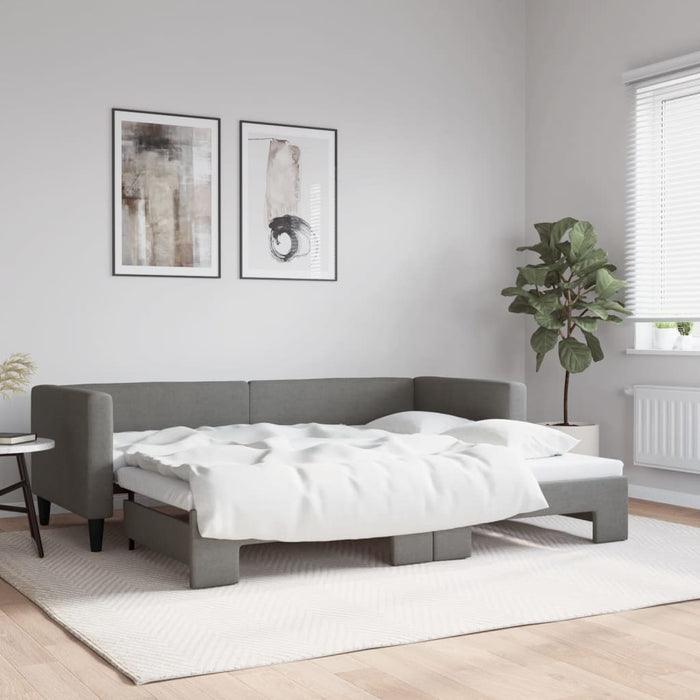 Pat de zi cu extensie, gri închis, 80x200 cm, textil - WALTI WALTI