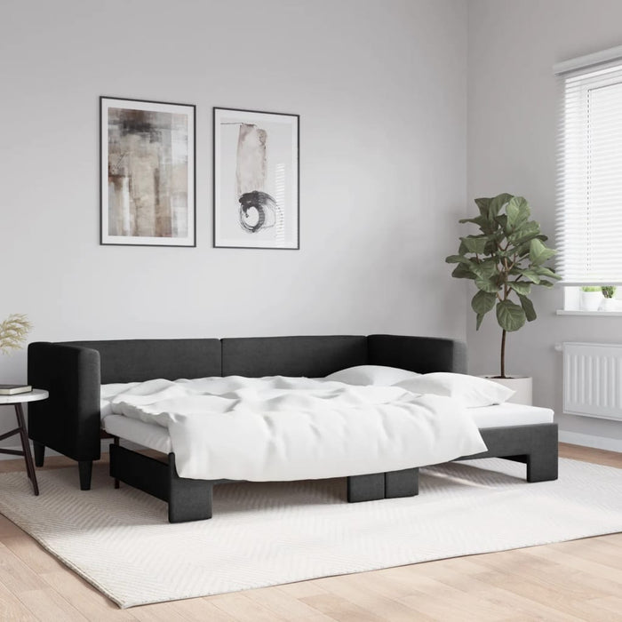 Pat de zi cu extensie, negru, 80x200 cm, textil - WALTI WALTI