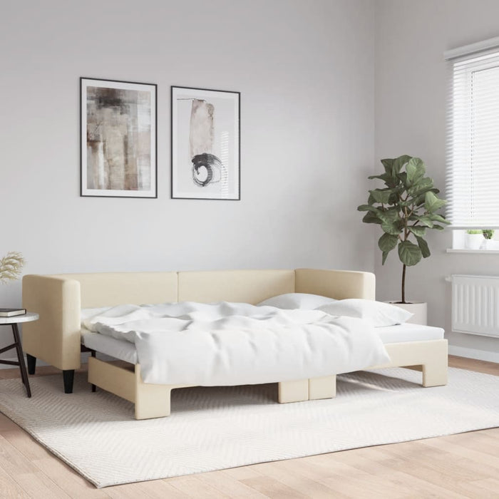 Pat de zi cu extensie, crem, 80x200 cm, textil - WALTI WALTI