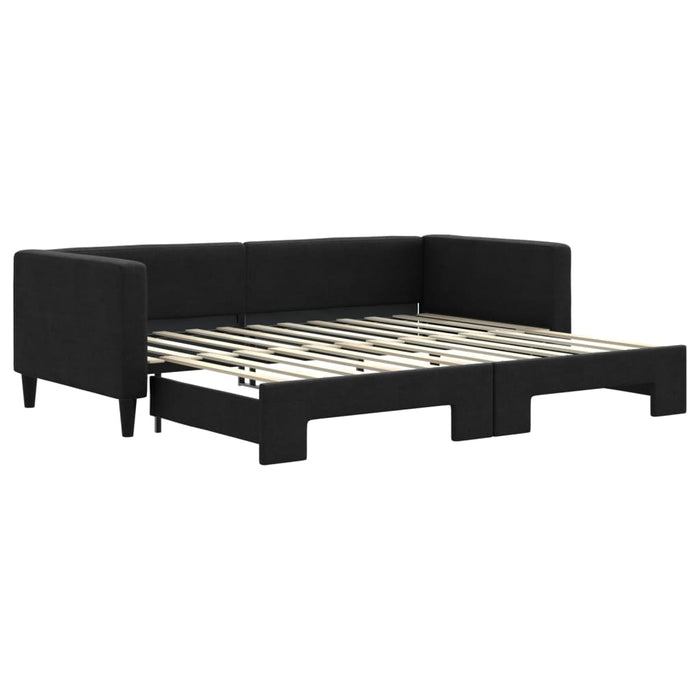 Pat de zi cu extensie, negru, 90x200 cm, textil - WALTI WALTI