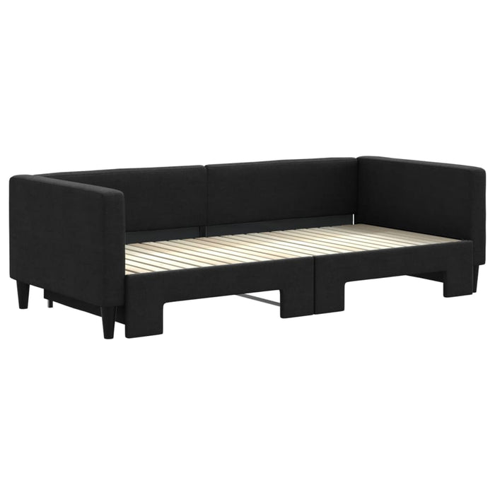 Pat de zi cu extensie, negru, 90x200 cm, textil - WALTI WALTI