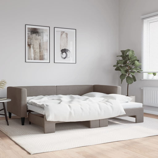 Pat de zi cu extensie, gri taupe, 90x200 cm, textil - WALTI WALTI