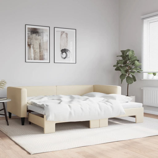 Pat de zi cu extensie, crem, 90x200 cm, textil - WALTI WALTI