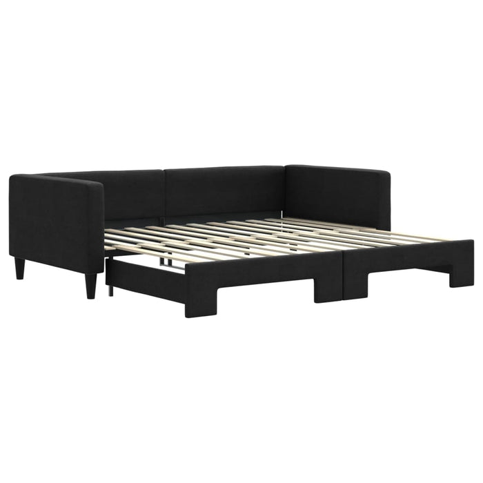 Pat de zi cu extensie, negru, 100x200 cm, textil - WALTI WALTI