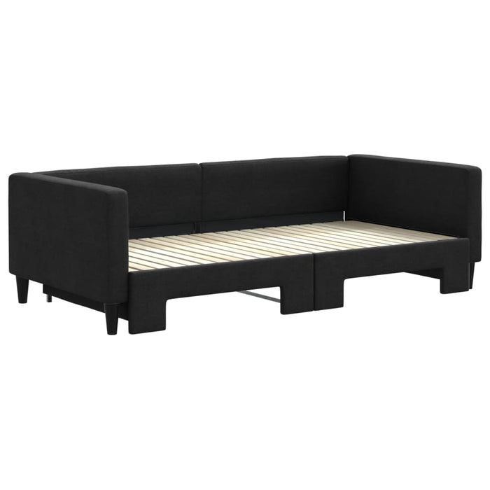 Pat de zi cu extensie, negru, 100x200 cm, textil - WALTI WALTI