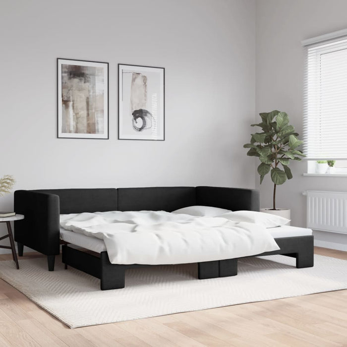 Pat de zi cu extensie, negru, 100x200 cm, textil - WALTI WALTI
