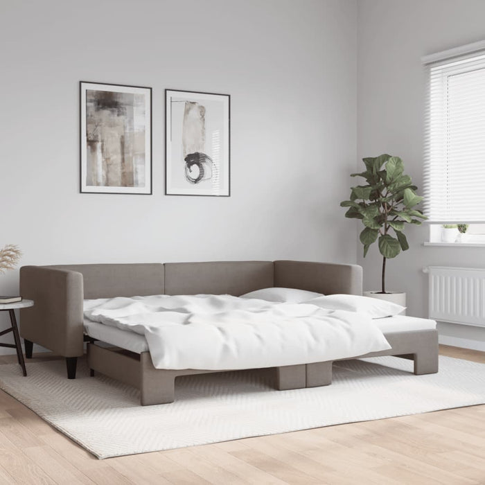 Pat de zi cu extensie, gri taupe, 100x200 cm, textil - WALTI WALTI