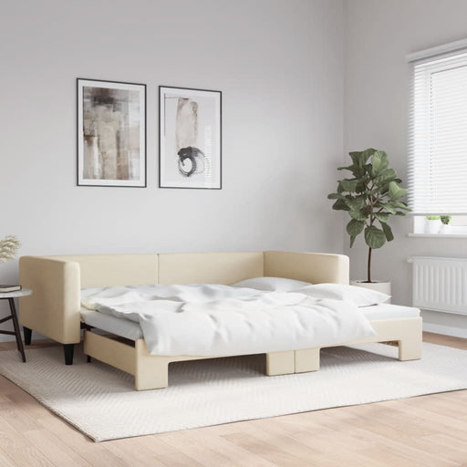 Pat de zi cu extensie, crem, 100x200 cm, textil - WALTI WALTI