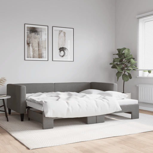 Pat de zi cu extensie, gri închis, 90x190 cm, textil - WALTI WALTI