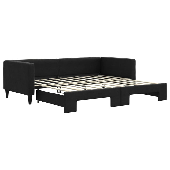 Pat de zi cu extensie, negru, 90x190 cm, textil - WALTI WALTI