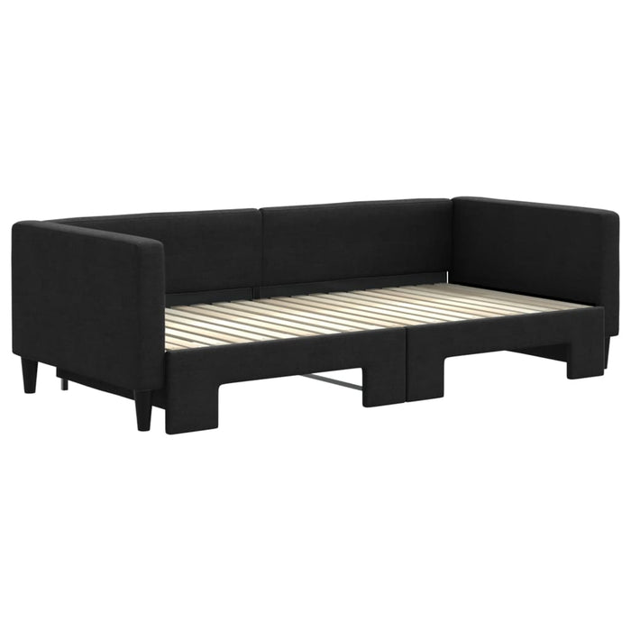 Pat de zi cu extensie, negru, 90x190 cm, textil - WALTI WALTI
