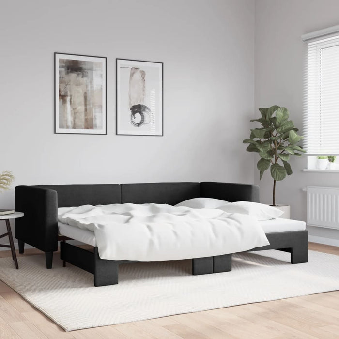 Pat de zi cu extensie, negru, 90x190 cm, textil - WALTI WALTI