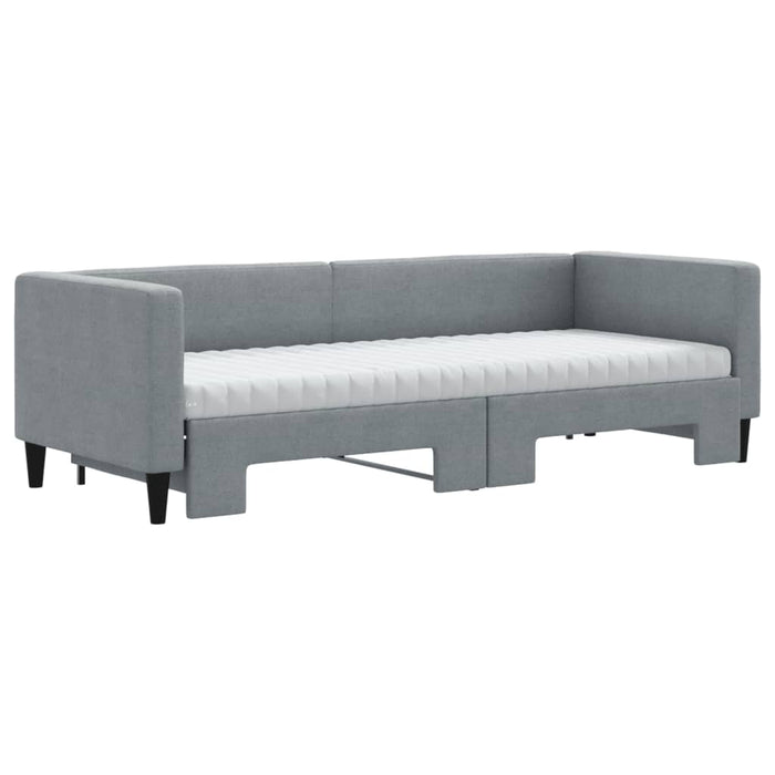 Pat de zi cu extensie și saltele, gri deschis, 80x200 cm textil - WALTI WALTI