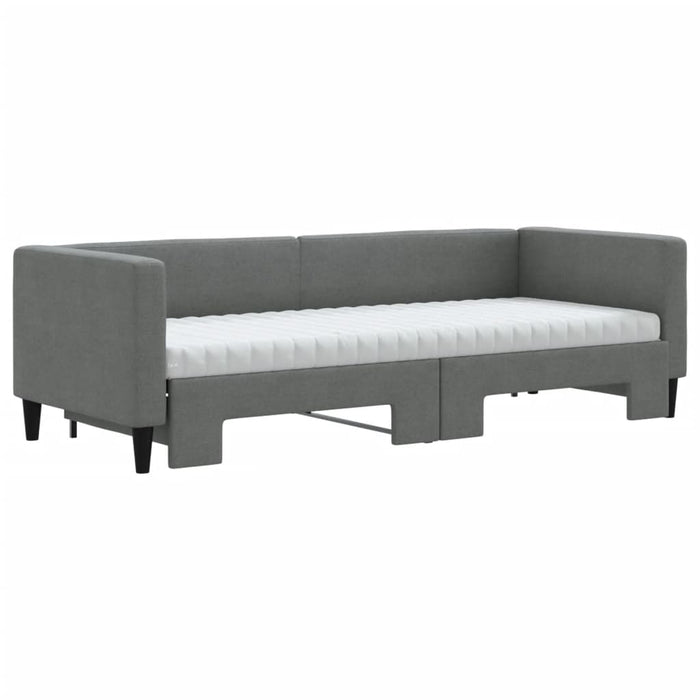 Pat de zi cu extensie și saltele, gri închis, 80x200 cm, textil - WALTI WALTI