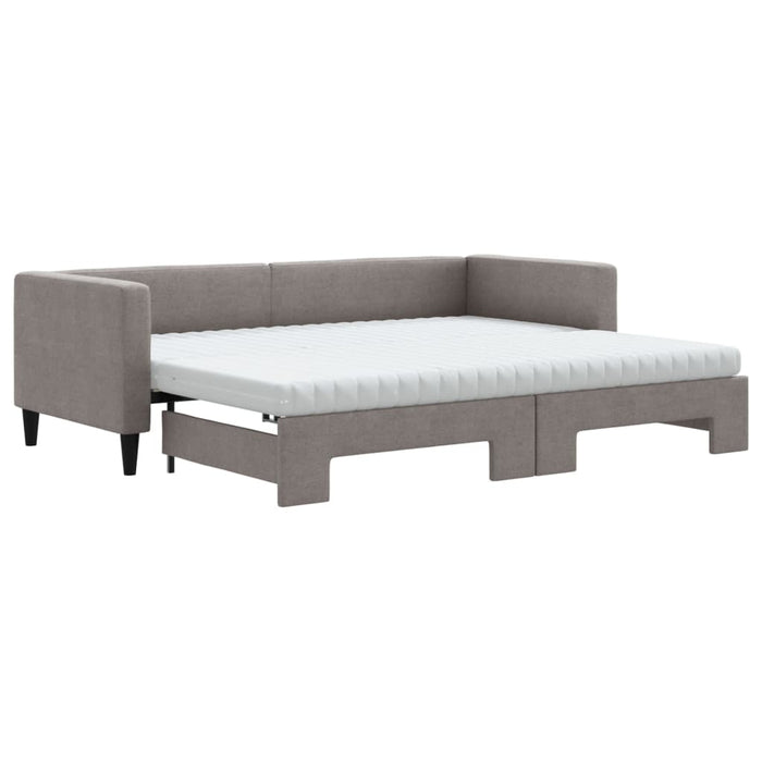 Pat de zi cu extensie și saltele, gri taupe, 80x200 cm, textil - WALTI WALTI