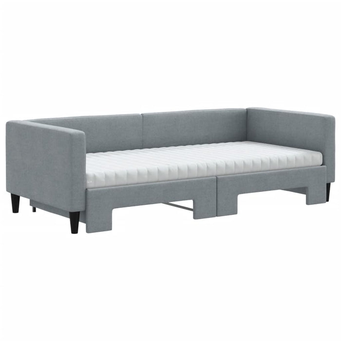 Pat de zi cu extensie și saltele, gri deschis 90x200 cm textil - WALTI WALTI