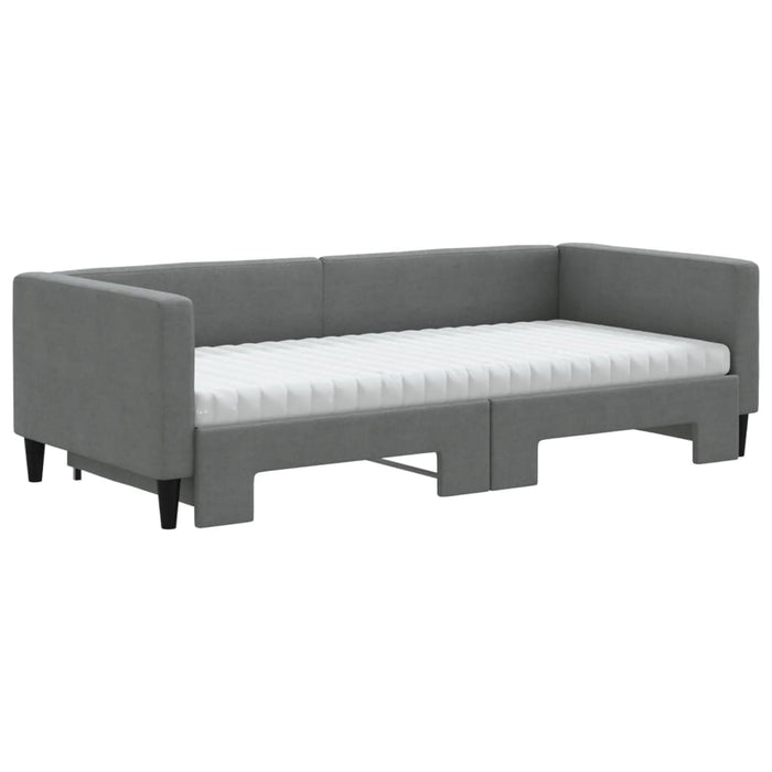 Pat de zi cu extensie și saltele, gri închis, 90x200 cm, textil - WALTI WALTI