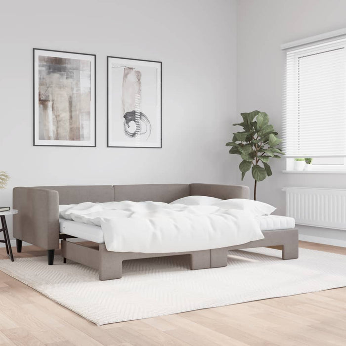 Pat de zi cu extensie și saltele, gri taupe, 90x200 cm, textil - WALTI WALTI