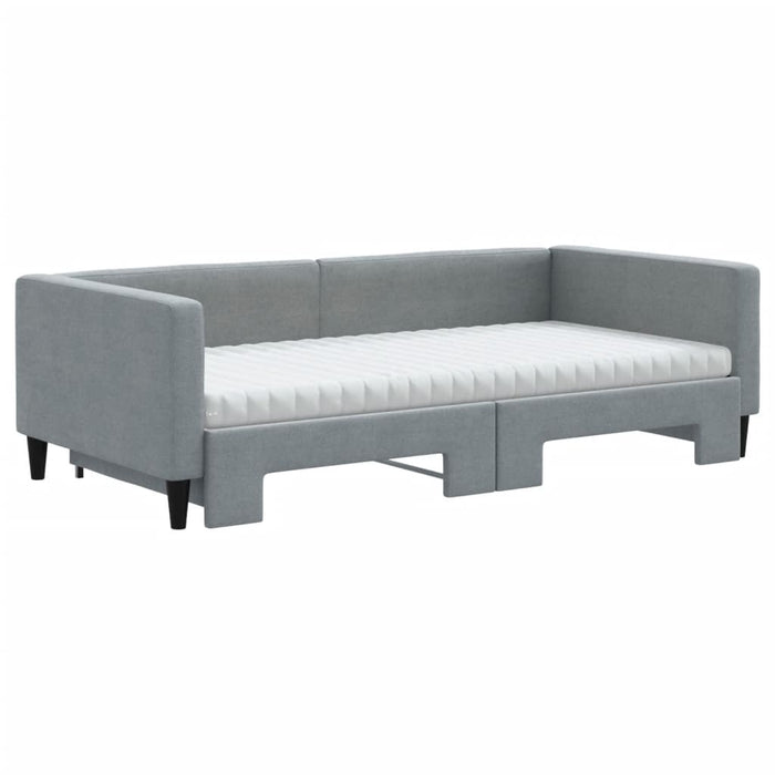 Pat de zi cu extensie și saltele, gri deschis 100x200 cm textil - WALTI WALTI